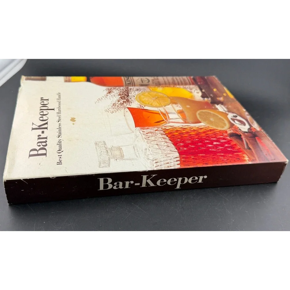 Vintage Bar-Keeper: 5 Piece Stainless Steel Bar Tool Set w/Hardwood Handles, NIB